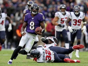Ravens quarterback Lamar Jackson is on pace to have the greatness fantasy season of all time.   
Rob Carr/Getty Images)