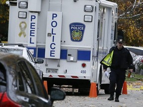 Peel Regional Police after a fatal shooting on Brenda Ave. in Brampton on Nov. 1, 2019. (Veronica Henri, Toronto Sun)