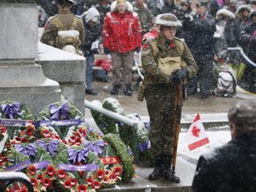 Remembrance Day ceremonies at the Old City Hall Cenotaph on  Nov. 11, 2019. (Veronica Henri, Toronto Sun)