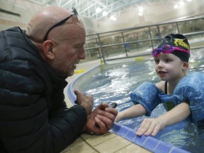 Mike Strobel and six-year-old Madi Ambose are pictured at Variety Village on Nov. 15, 2019. (Jack Boland, Toronto Sun)