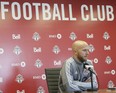 Michael Bradley answers during a Toronto FC's season-ending news conference on Wednesday. (VERONICA HENRI/Toronto Sun)