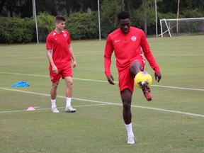 Canadian attacker Alphonso Davies juggles a ball in a training session at Sylvan Lake Park in Sanford, Florida on Wednesday. (DEREK VAN DIEST/Postmedia Network)