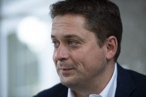 Conservative Leader Andrew Scheer participates in an interview reflecting on the 2019 federal election, in Ottawa, on Thursday, Oct. 24, 2019. THE CANADIAN PRESS/Justin Tang