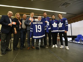 Toronto Maple Leafs Alumni and players honour the veterans at Sunnybrook Hospitals' veterans wing as Remembrance Day Week celebrations continue. (Jack Boland / Toronto Sun / Postmedia network)