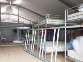 An undated photo obtained from the Department of Immigration and Border Protection shows bunk beds under assembly at Australia's regional processing centre on Manus Island in Papua New Guinea.    AFP/Getty Images