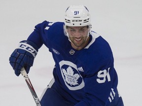 John Tavares  at Toronto Maple Leaf practice in Toronto on October 11, 2019. Craig Robertson/Toronto Sun