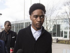 Dafonte Miller arrives at Oshawa courthouse for the trial of brothers accused of beating him, on Tuesday, November 5, 2019.