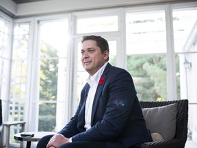 Conservative Leader Andrew Scheer participates in an interview reflecting on the 2019 Federal election, in Ottawa, on Thursday, Oct. 24, 2019.