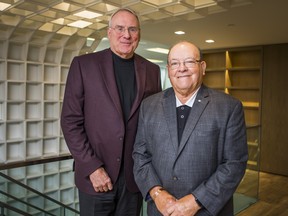 Ken Dryden (left) and Scotty Bowman at the office of Penguin Random House Canada in Toronto, Ont. on Wednesday September 11, 2019. Ernest Doroszuk/Toronto Sun/Postmedia