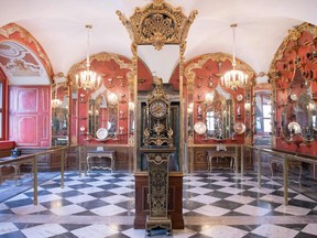 Picture taken on April 9, 2019, shows the White Silver Room (Weißsilberzimmer), one of the rooms in the historic Green Vault (Gruenes Gewoelbe) at the Royal Palace in Dresden, Germany. The Green Vault, with one of the biggest collection of baroque treasures in Europe, has been robbed, police said Monday, Nov. 25, 2019.