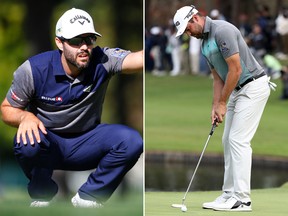 Canadian golfers Adam Hadwin (L) and Corey Conners are seen in file photos.