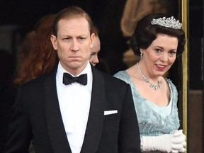 Tobias Menzies as Prince Philip and Olivia Coleman as Queen Elizabeth in The Crown.