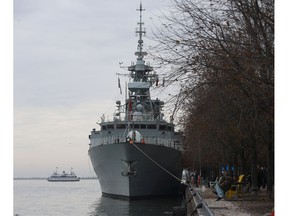 The HMCS St. John's - a Halifax-class frigate that has served in the Canadian Forces and the Royal Canadian Navy since her commissioning in 1996 - has been moored at Corus Quay all weekend and is on the Great Lakes deployment until Nov. 23 on Tuesday October 29, 2019. Jack Boland/Toronto Sun/Postmedia Network