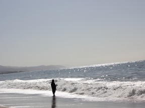 A fisherman casts his line into the Pacific Ocean at Summerland Beach in Santa Barbara. (IAN SHANTZ/THE TORONTO SUN)