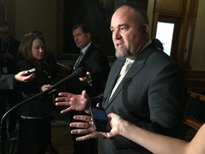 MPP Todd Smith speaks to media  at Queen's Park in Toronto on Tuesday, Nov. 19, 2019.