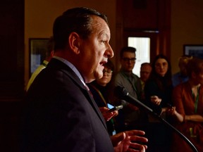 Ontario Energy Minister Greg Rickford speaks to reporters at Queen's Park in Toronto on Nov. 20 2019.
