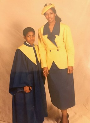 Jermaine Lawrence, whose stage name is “Mayne Champagne,” had been in and out of prison before his mom’s mental illness prompted him to turn his life around. Now a music producer and actor, he’s seen here in an undated photo with his mother Alverna Lawrence. (supplied)