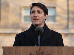 Prime Minister Justin Trudeau speaks after swearing in his new cabinet during a ceremony at Rideau Hall in Ottawa, on Wednesday, Nov. 20, 2019.