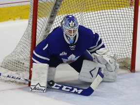 Summoned from the Marlies, goaltender Kasimir Kaskisuo could make his first NHL start Saturday. (JACK BOLAND/TORONTO SUN FILES)
