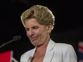 Kathleen Wynne announces she is stepping down as leader of the Ontario Liberal party at the election watching party at York Mills Gallery in Toronto, Ont on Thursday, June 7, 2018. (Ernest Doroszuk/Toronto Sun/Postmedia)