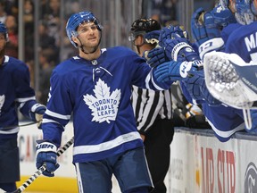 Maple Leafs forward  Alexander Kerfoot, who has a hearing with the NHL’s Department of Player Safety on Monday, has not been suspended during his NHL career. (Claus Andersen/Getty Images)