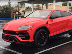 A red 2019 Lamborghini URUS, similar to the one seen here, was stolen and its driver shot during a carjacking in Markham on Friday, Nov. 22, 2019. (YouTube)