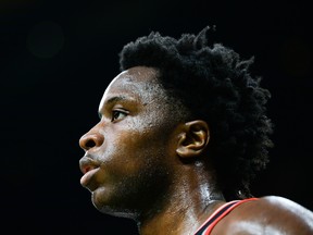 Raptors' OG Anunoby is expected to return to the lineup to face the Mavericks in Dallas on Saturday night. (GETTY IMAGES)
