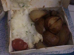 A meal served to a diabetic WestJet passenger Monday, consisting of potatoes upon potatoes