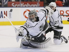 Los Angeles Kings goalie Jonathan Quick makes a save against the Leafs on Tuesday night. USA TODAY