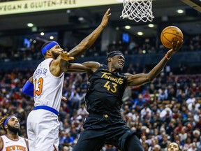 Raptors' Pascal Siakam during goes to the hoops against the Knicks in Toronto last night. Doroszuk/Toronto Sun/Postmedia