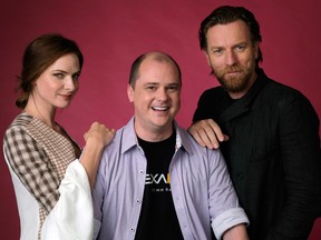 This Oct. 28, 2019 photo shows writer-director Mike Flanagan, centre, and actors Rebecca Ferguson, left, and Ewan McGregor posing for a portrait to promote the film, "Doctor Sleep," at The London West Hollywood hotel in West Hollywood, Calif. (Chris Pizzello/Invision/AP)