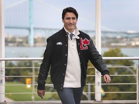 Liberal leader Justin Trudeau arrives at the St. Clair Centre for the Arts in Windsor, Ont., on Oct. 14, 2019 during a campaign stop with local candidates. (DAN JANISSE/The Windsor Star)