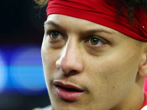 Patrick Mahomes of the Kansas City Chiefs looks on after defeating the New England Patriots 23-16 in the game at Gillette Stadium on December 08, 2019 in Foxborough, Massachusetts.