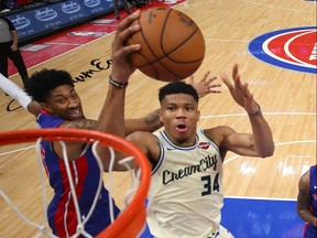 Milwaukee Bucks' Giannis Antetokounmpo is our choice as the league's MVP at the quarter-pole. (GETTY IMAGES)