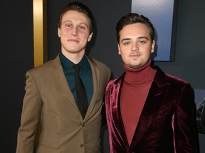 Actors George MacKay (left) and Dean-Charles Chapman attend the premiere of Universal Pictures' "1917" at TCL Chinese Theatre on Dec. 18, 2019 in Hollywood. (Kevin Winter/Getty Images)
