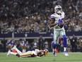 Dallas Cowboys wide receiver Michael Gallup runs past Washington Redskins defensive back Kayvon Webster to score a touchdown  during the fourth quarter at AT&T Stadium in Arlington, Texas, Dec. 29, 2019. (Kevin Jairaj-USA TODAY Sports)