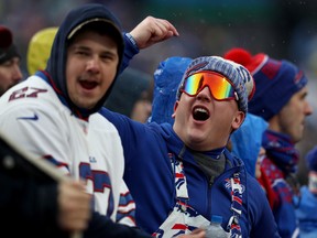 A Buffalo Bills fan reacts during Sunday's game against the Jets. (GETTY IMAGES)