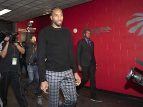Clippers forward Kawhi Leonard (2) arrives at the Scotiabank Arena before a game against the Toronto Raptors.Nick Turchiaro-USA TODAY Sports ORG