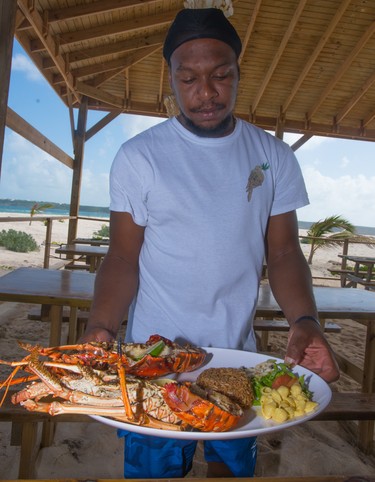 Fresh rock lobster served on Sandy Island off the coast of Anguilla