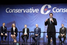 Then leadership candidate Andrew Scheer speaks during the Conservative Party of Canada leadership debate in Toronto on April 26, 2017. THE CANADIAN PRESS/Nathan Denette