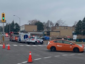 The 17-year-old driver of a Mazda 3 faces charges after colliding with a Beck Taxi at Don Mills Rd. and Green Belt Dr. on Monday, Nov. 25, 2019 — a crash that killed a girl, 17, who was a passenger in the boy's car. (@TPSTrafficDC
on Twitter)