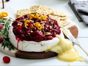 Organic Baked Brie with Cardamom Cranberry Orange Relish