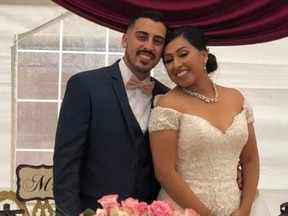 Joseph Melgoza and his new bride Esther Bustamante. Melgoza was allegedly murdered by wedding crashers just hours later.