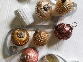 Samantha Pynn's mercury glass ornaments are available at HomeSense and Winners.