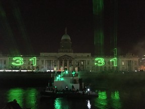 Countdown to New Year’s Eve on the River Liffey in Dublin. (Jane Stevenson/Toronto Sun)
