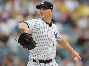 J.A. Happ of the New York Yankees pitches against the Toronto Blue Jays at Yankee Stadium on August 19, 2018 in New York. (Jim McIsaac/Getty Images)