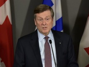 Toronto Mayor John Tory speaks at a press conference at City Hall on Tuesday, Nov. 26, 2019.