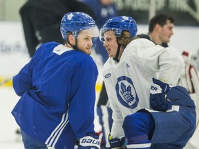 Maple Leafs' William Nylander (left) and Kasperi Kapanen didn't want to make the other feel bad. Ernest Doroszuk/Toronto Sun/Postmedia