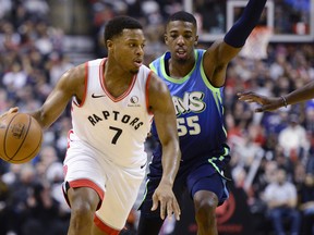 Raptors guard Kyle Lowry had a 20-point fourth quarter against Dallas on Sunday. (Frank Gunn/The Canadian Press)