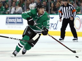 DALLAS, TX - OCTOBER 04:  Mattias Janmark #13 of the Dallas Stars at American Airlines Center on October 4, 2018 in Dallas, Texas.  (Photo by Ronald Martinez/Getty Images)